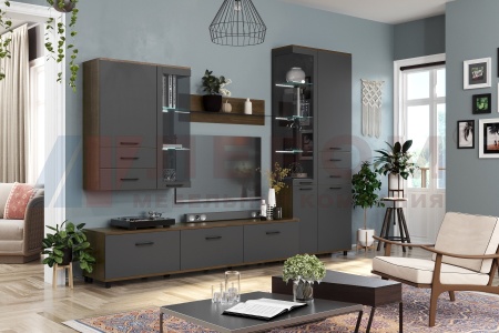  корпус Гикори Джексон Темный, фасад Антрацит Матовый